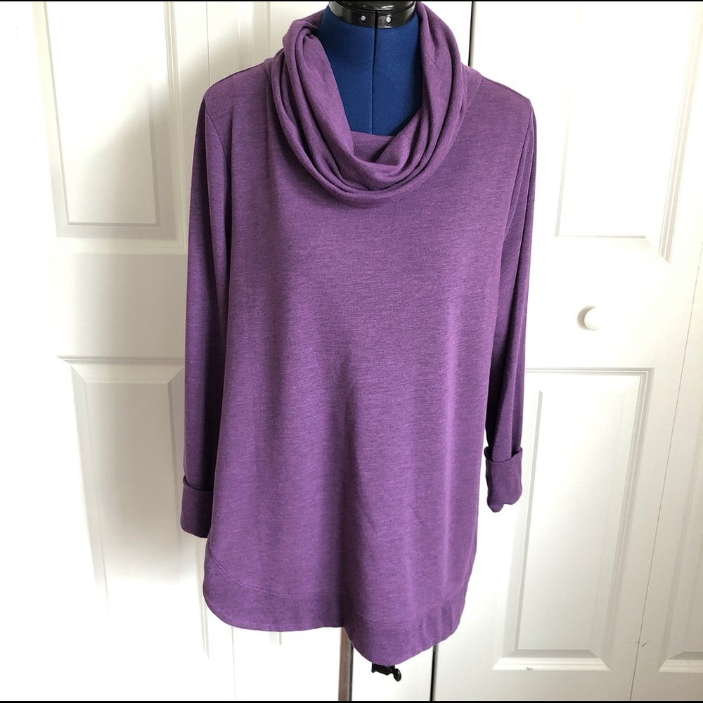 H by Halston Purple Cowl Neck Sweater
